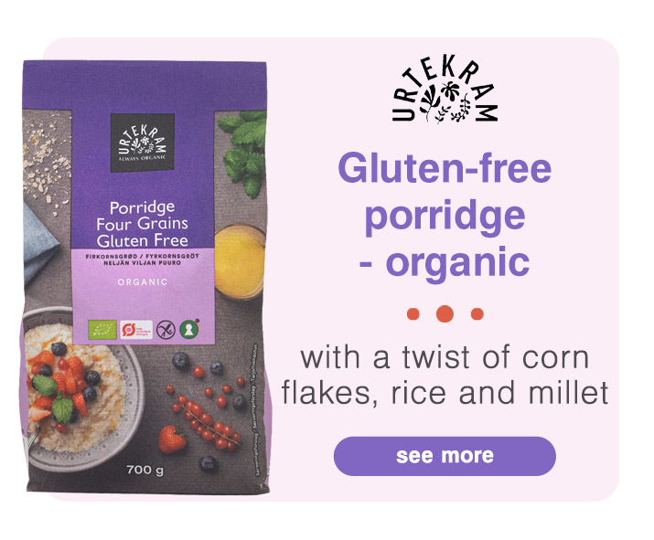 Gluten free oat products from Urtekram
