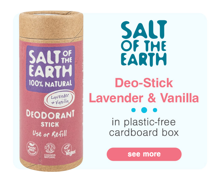 Natural stick deodorants in cardboard boxes from Salt of the Earth